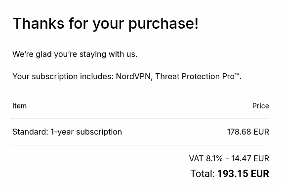 Figure 2: Mail from NordVPN on March 3.