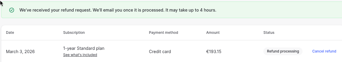 Figure 11: Refund is processing